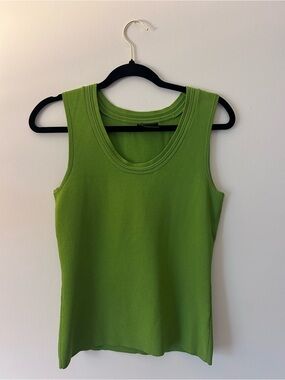 Green Ribbed Scoop Neck Tank